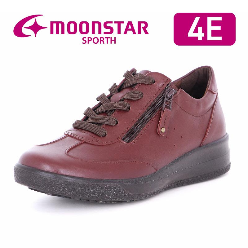 ムーンスター スポルス スニーカー 防滑 幅広 4E レディース