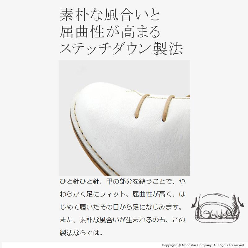 ムーンスター スロウファクトリー 日本製 革靴 本革 幅広4E レディース レザー コンフォート シューズ スニーカー moonstar SLow Factory SLアワセ01 ホワイト