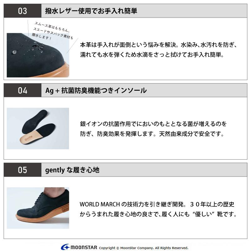 gently By WORLD MARCH ムーンスター スニーカー 透湿防水 本革 革靴