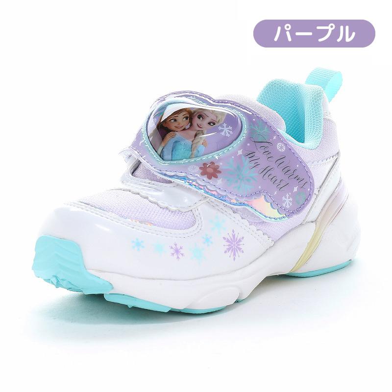 ディズニー アナと雪の女王 アナ エルサ スニーカー 光る 子供靴 キッズ シューズ 女の子 運動靴 靴 かわいい Disney DN C1366LE パープル サックス 百選の画像