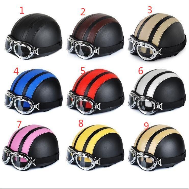 半キャップ ヘルメット 自転車 ゴーグル付 サイクリング メンズ レディース ロードバイク用 オートバイ用 スポーツ 通気性 大人用 軽量 女性 男性 おしゃれ