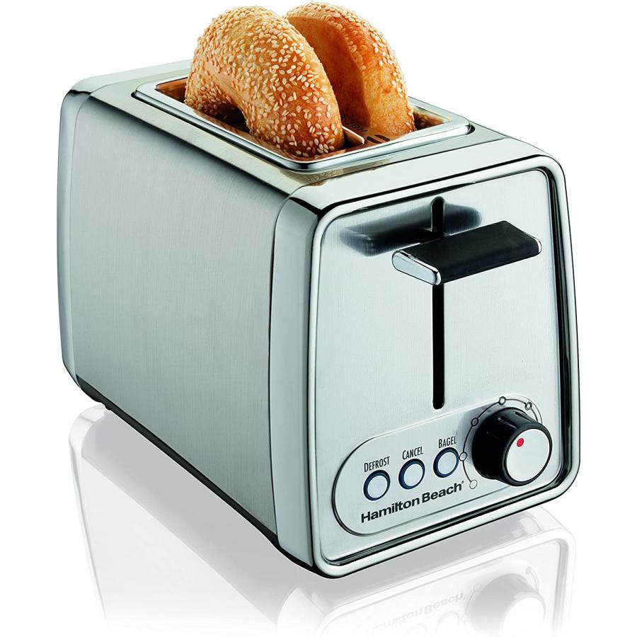 Hamilton Beach Modern Chrome 2 Slice Extra Wide Slot Toaster with Bagel