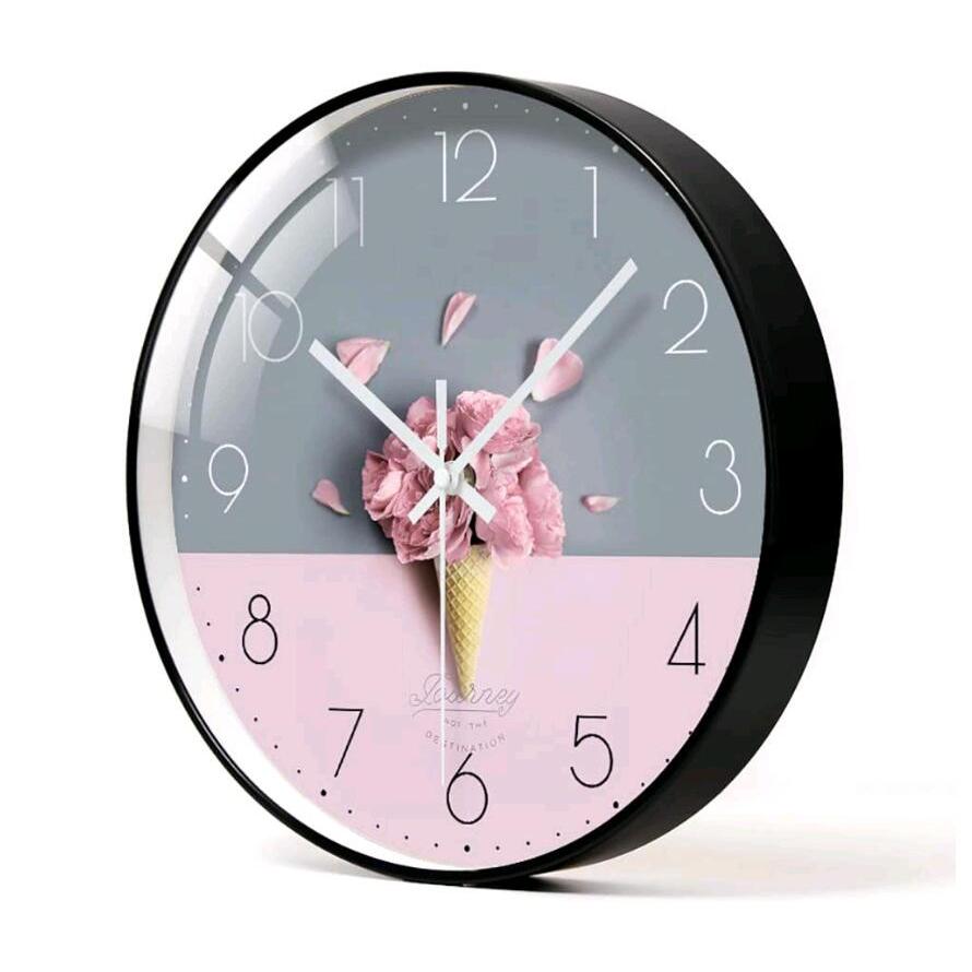 デポー 壁掛け時計 北欧 おしゃれ アイスクリームの花 連続秒針 静音 掛け時計 インテリア 掛時計 電池式 見やすい 大数字 Cisama Sc Gov Br