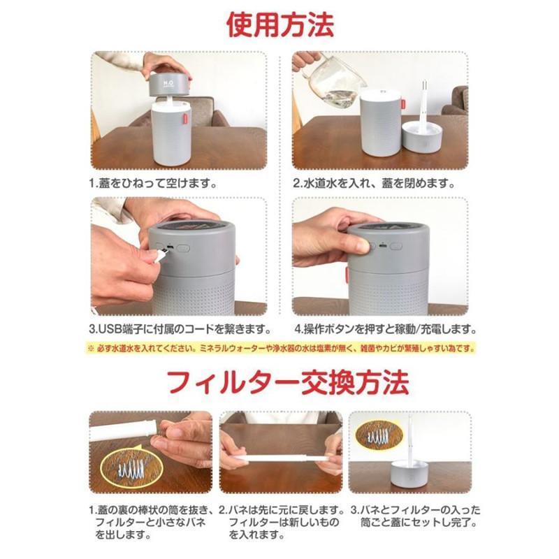 加湿器 音波式 USB加湿器 携帯式加湿器 ミストボックス 卓上加湿器 車載加湿器 静音設計 オフィス 子供部屋 乾燥防止 空焚き防止｜moorebear｜16