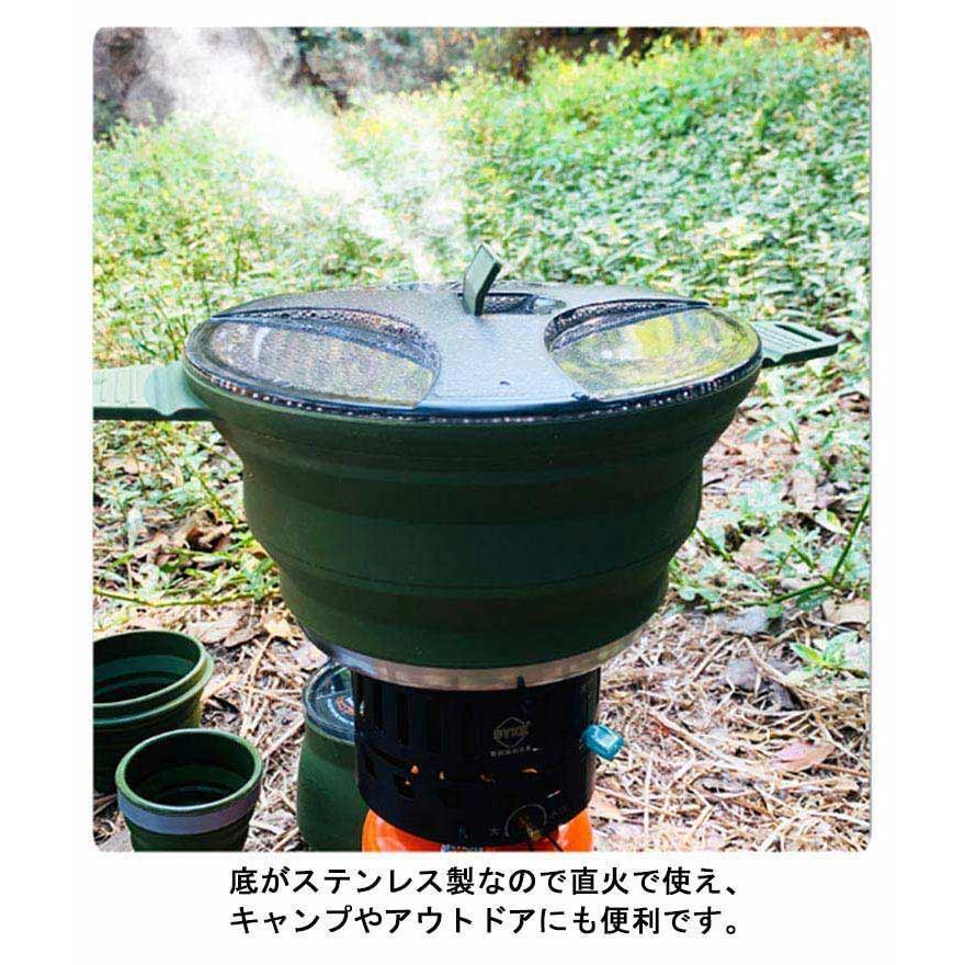 キャンプ用鍋 ケトル やかん 折り畳み キャンプ鍋 2500ml 大容量 シリコン 直火対応 IH対応 アウトドア 調理器具 ポータブル キャンプ用品｜moorebear｜11