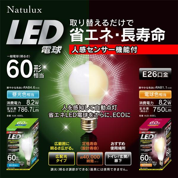 電球替えるだけ 人感センサー 自動点灯/消灯 電球 LED E26 明暗センサー付 60w相当 電球色 昼白色 センサーライト 節電 送料無料/定形外 S◇ センサー電球I｜more-create｜05