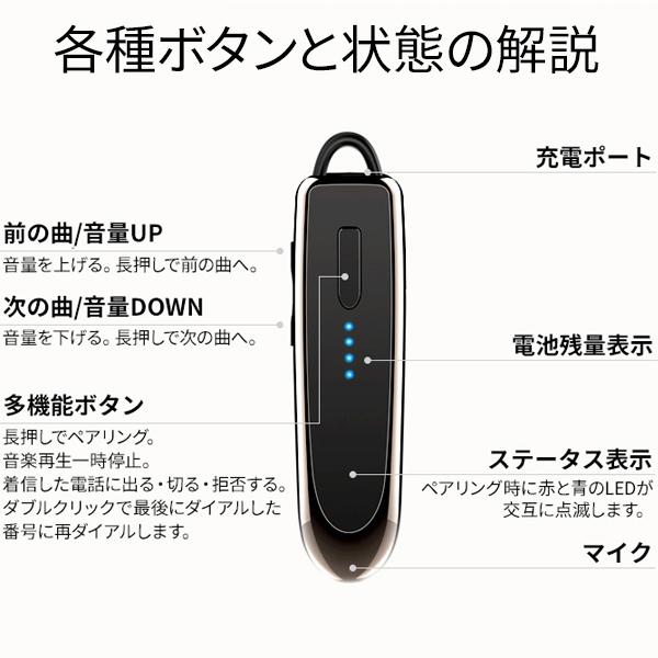 送料無料/規格内 ヘッドセット 通話 音楽再生 Bluetooth5.0 ワイヤレス USB充電式 イヤホン 片耳 マイク付き スマホ 耳掛け型S◇ LBR-K23イヤホン｜more-create｜16