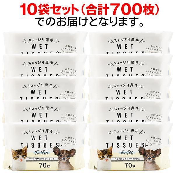 ウェットティッシュ ペット用 700枚 アルコール成分不使用 無香料 ウエットシート 掃除 顔 足 犬 猫 10袋×70枚 S◇ ペットウェットティッシュ×10袋｜more-create｜07