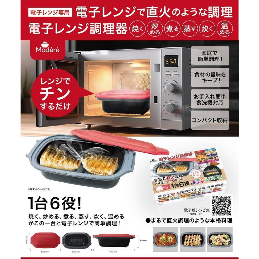 電子レンジ 調理器具 レンジで焼き魚 電子レンジ専用調理器 1台6役 レンジ 調理 魚焼き プレート 時短 料理 焼き目 蒸す 焼く 煮る ...