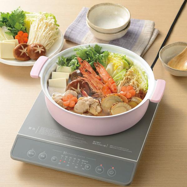 セラミック加工 両手鍋 IH対応 ガス対応 24cm 軽量 卓上鍋 3〜4人用 箸