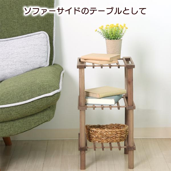 オープンシェルフ 木製 3段 ウッドラック 収納 幅31.5cm 高さ48cm 天然