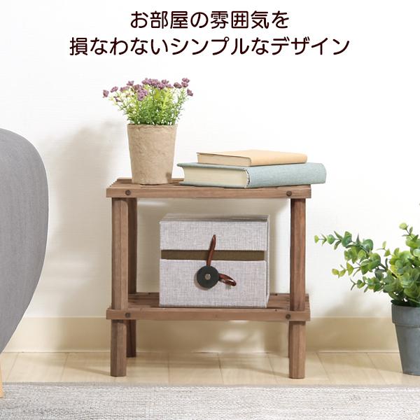 ラック 2段 シェルフ スリム 棚 天然木 ウッドラック 木製 スリム