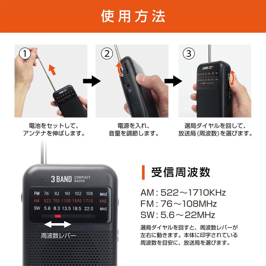 短波ラジオ 3バンド 競馬 FM/AM/SW ポータブル 小型多機能 防災ラジオ