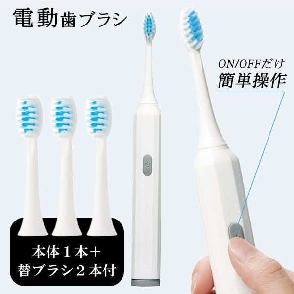 電動歯ブラシ 替えブラシ 2本付き シンプル ホワイト 簡単操作
