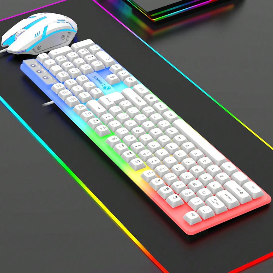キーボード 本体 ゲーミング マウス セット 有線 静音 ホワイト