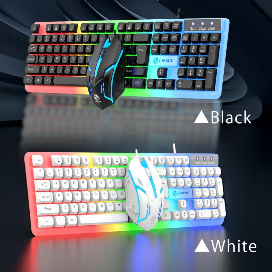 キーボード 本体 ゲーミング マウス セット 有線 静音 ホワイト 