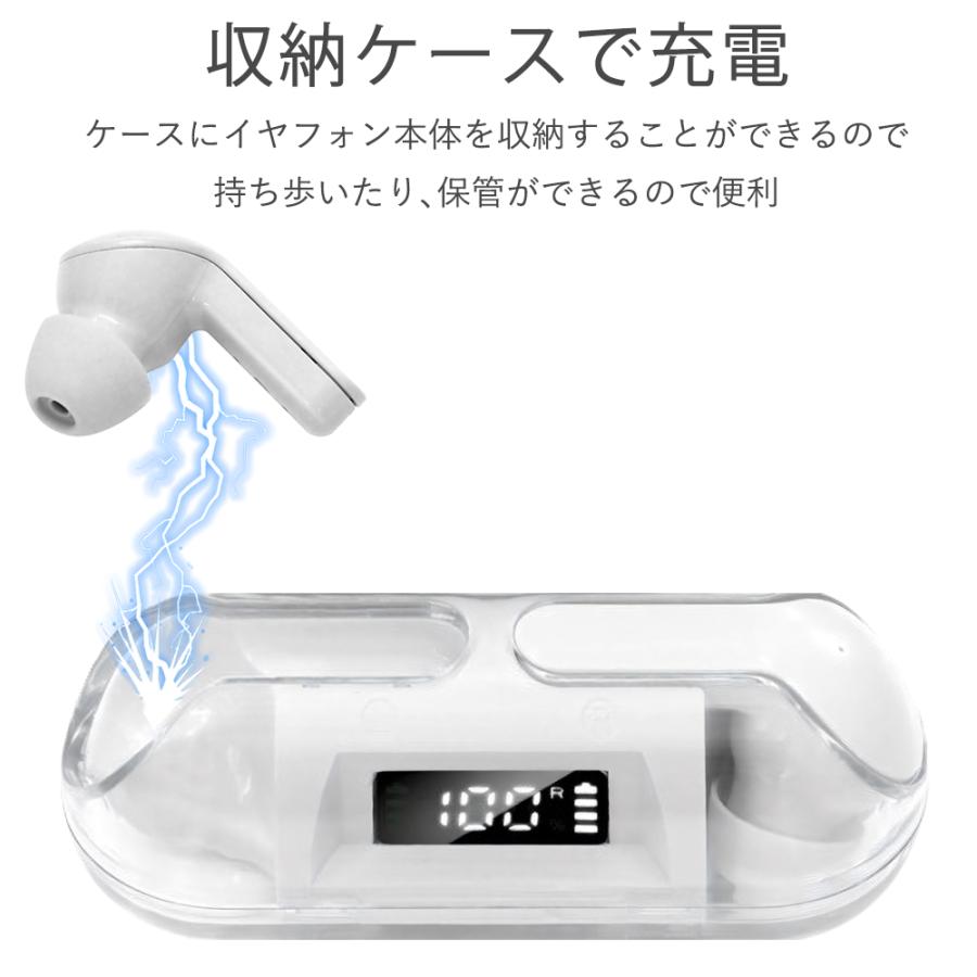 ワイヤレスイヤホン ホワイト 充電ケース付き ワイヤレスイヤホン