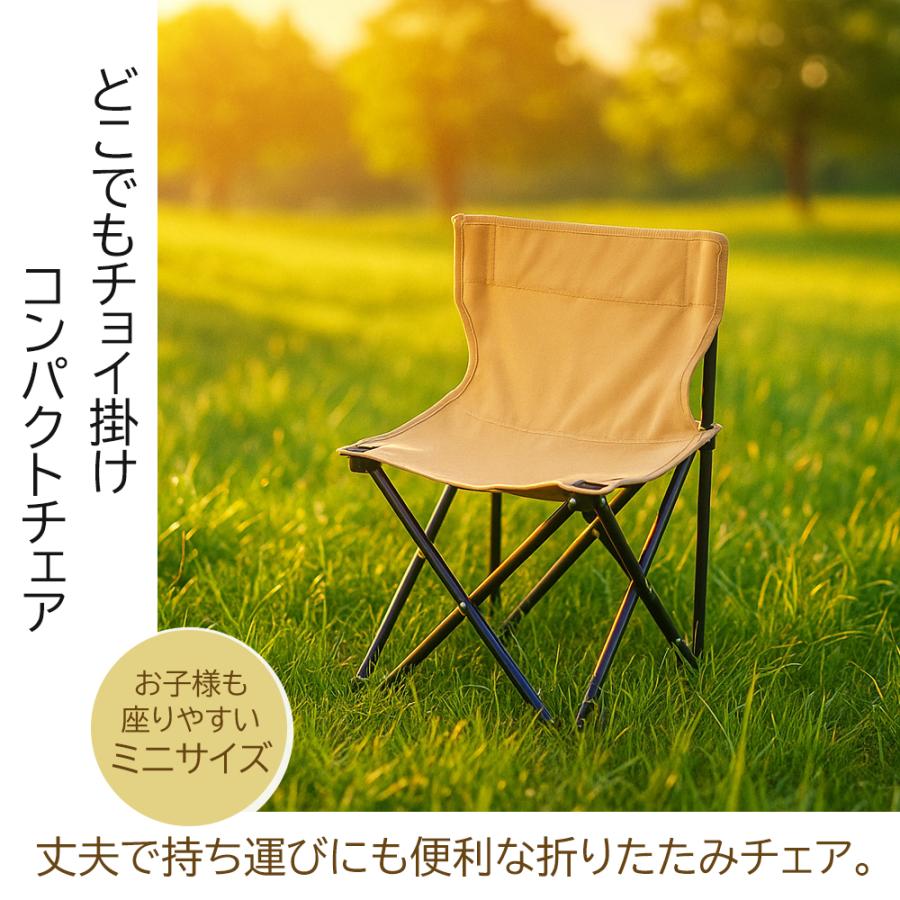 折りたたみ椅子 アウトドアチェア ミニサイズ 背もたれ付き 万博 行列