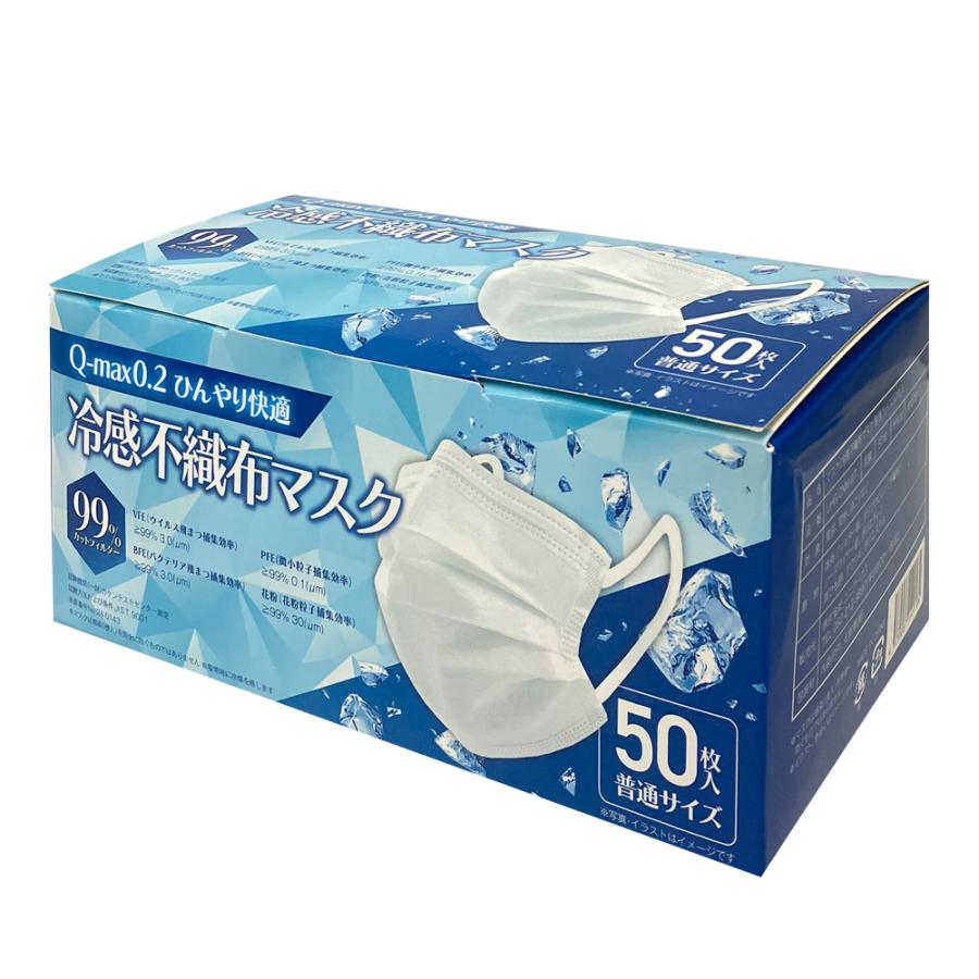冷感マスク 不織布 50枚×5箱セット 花粉 冷感グッズ 白 250枚入 立体