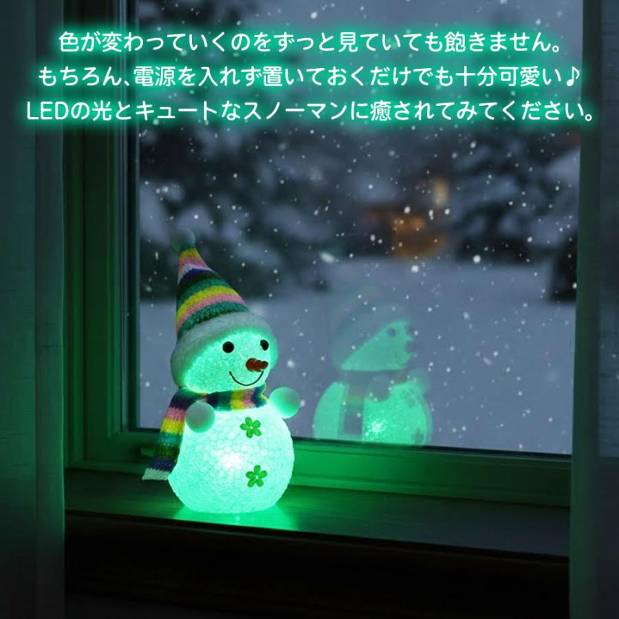 光る雪だるま クリスマス 飾り ミニサイズ カラフルに光る LED 玄関