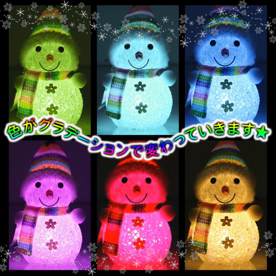 光る雪だるま クリスマス 飾り ミニサイズ カラフルに光る LED 玄関