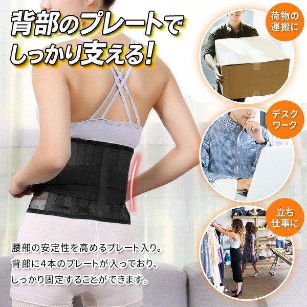 送料無料 腰用メッシュサポーター 固定プレート入り 選べる3種サイズ