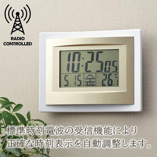 電波時計 デジタル時計 大きな文字 壁掛け 温度計 カレンダー 置時計