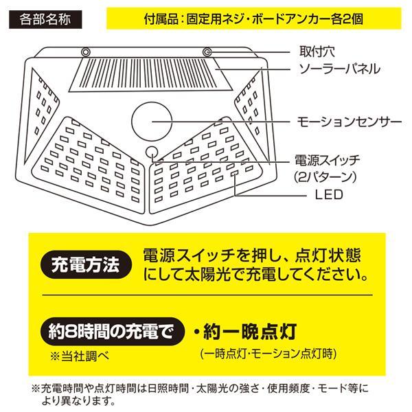 センサーライト 屋外 LED 100灯 防水 ソーラーライト 人感 自動