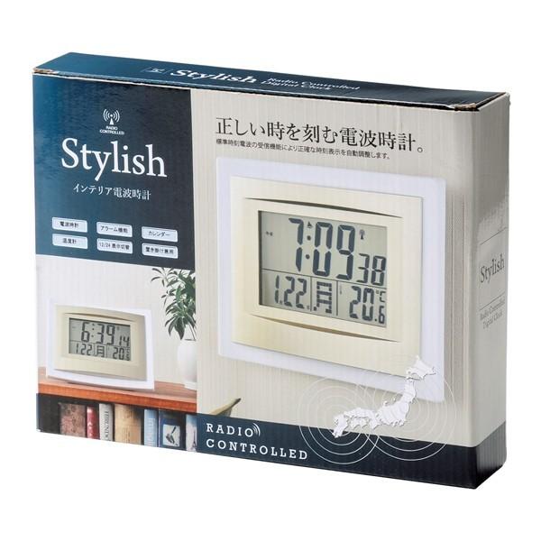 カレンダー 温湿度計 報時電子音(アラーム)付きオフィス電波掛け時計 4FNA01SR19 カレンダー・報時電子音(アラーム)付きオフィス電波