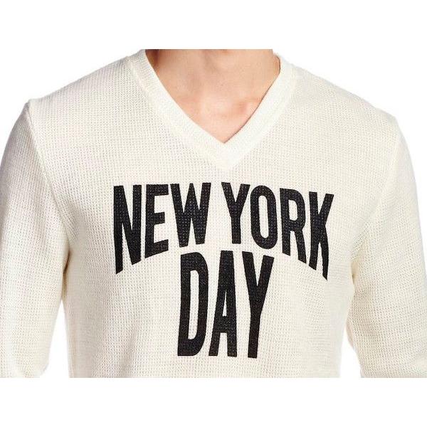 新品正規 UNUSUALLY ニューヨーク柄 Vネックサーマルニット M : MORE