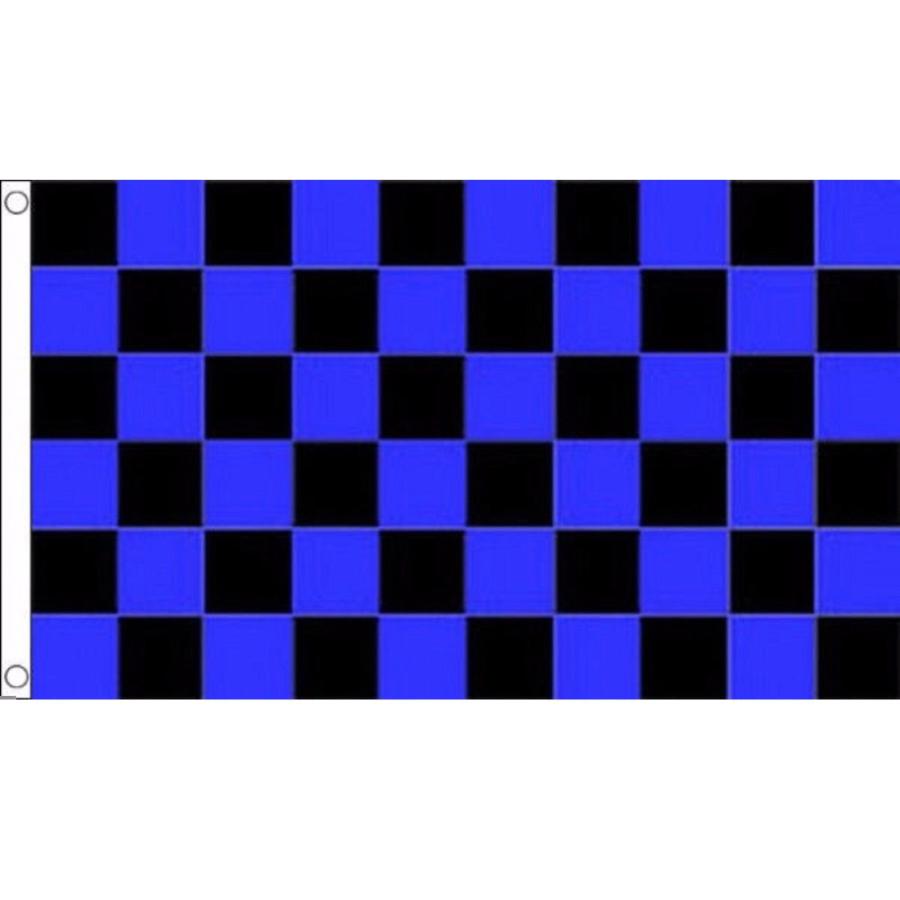 海外限定 国旗 チェッカーフラッグ レース旗 青 黒 ブルー