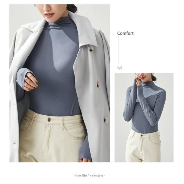 長袖シャツ ハイネック シンプル Olファッション 30代40代 カジュアル ベーシック 伸縮性抜群 無地 無地t 春 秋 冬 グラウンドtシャツ Basictx More Cherie 通販 Yahoo ショッピング