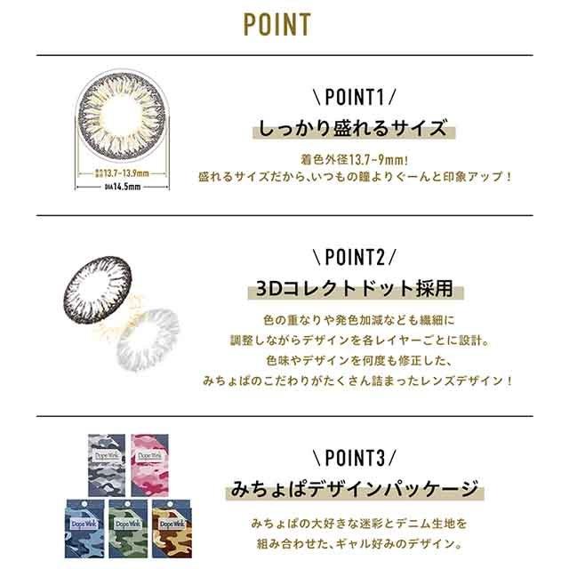 カラコン 度あり ドープウィンク マンスリー 1ヶ月 DopeWink 14.5mm 1month みちょぱ 池田美優 1箱1枚 ハーフ | DopeWink | 19