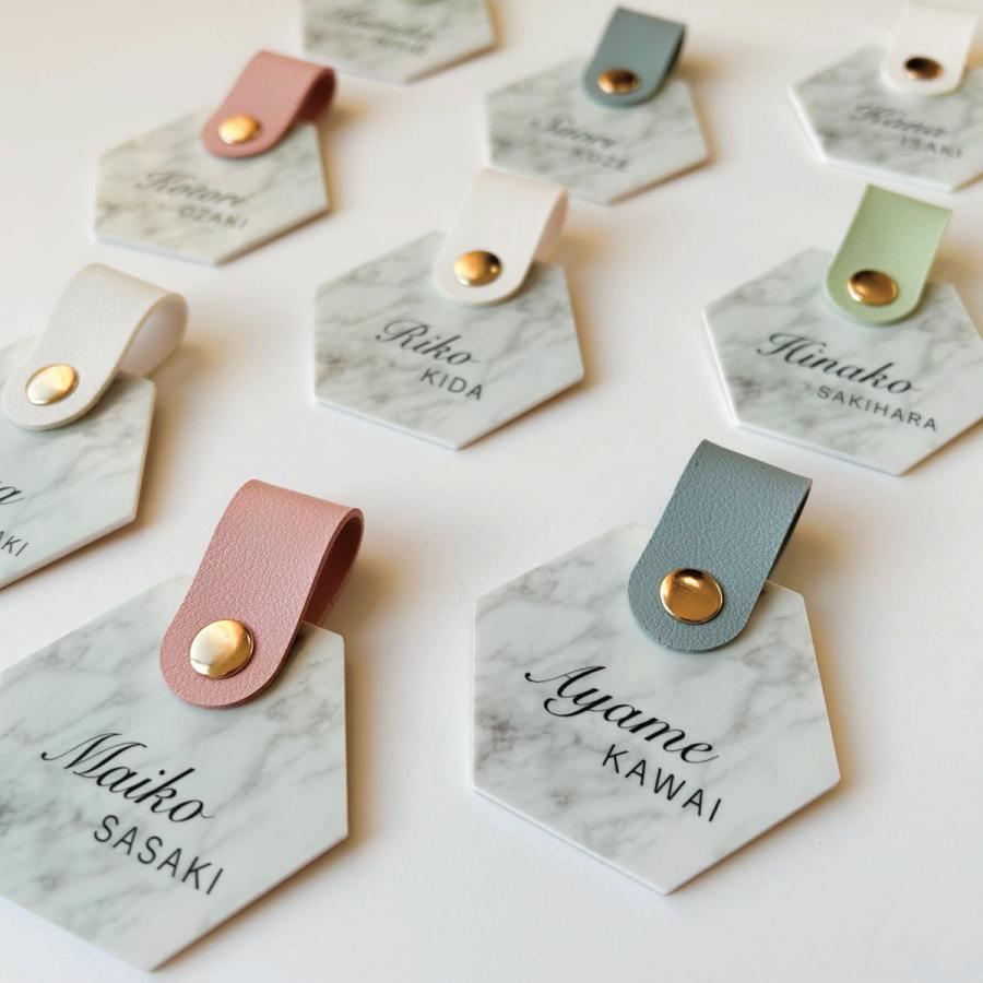 1個から購入可能な席札」大理石タイル風 （くすみベルト）ヘキサゴン