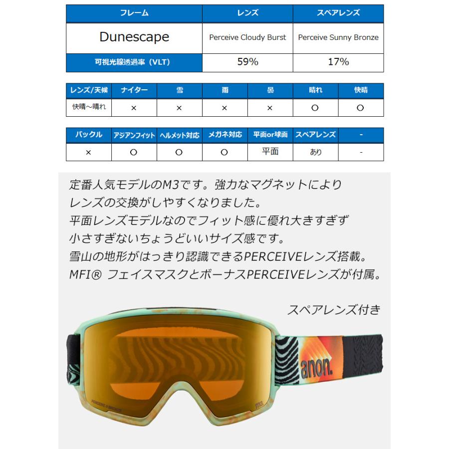 anon 2025 アノン スノーボード ゴーグル M3 Low Bridge カラー