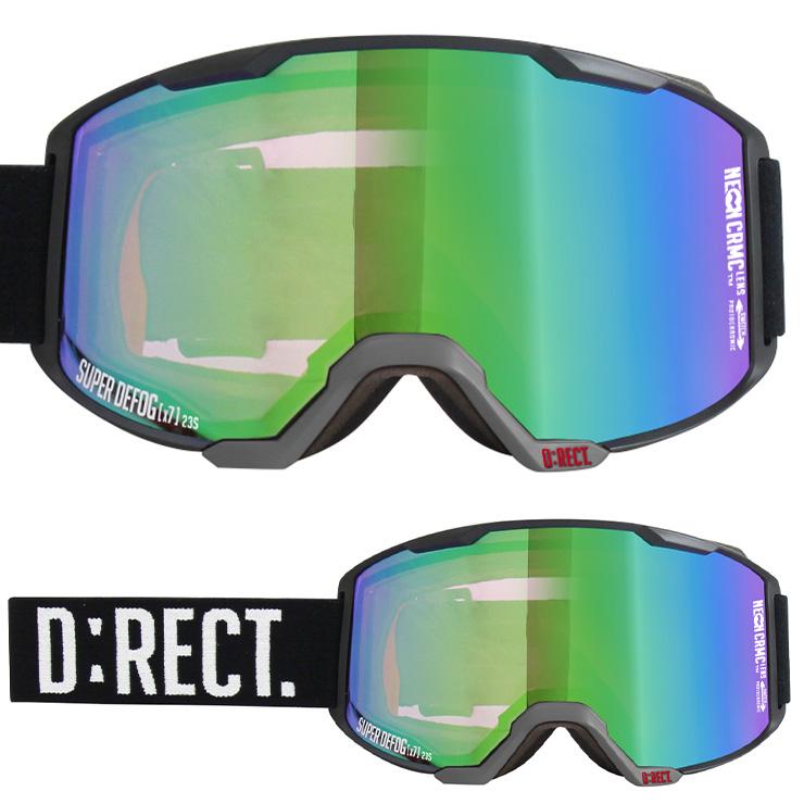 D:RECT ディレクト スノーボード ゴーグル BUGGY:2 カラー：Mat BLACK 調光レンズ：NEON CRMC GREEN Revo mirror 平面_1