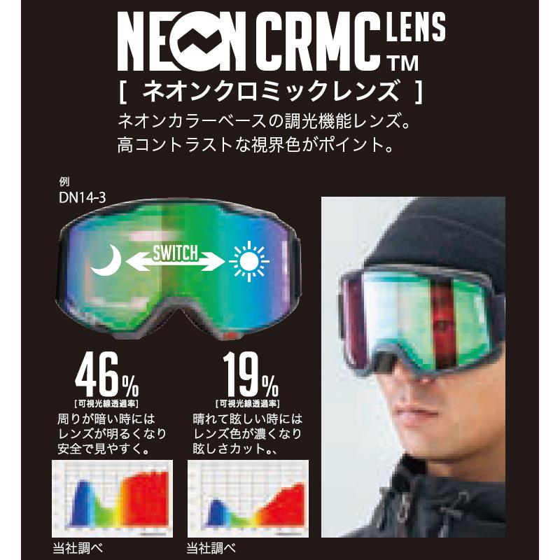 D:RECT ディレクト スノーボード ゴーグル BUGGY:2 カラー：Mat BLACK 調光レンズ：NEON CRMC GREEN Revo mirror 平面_2