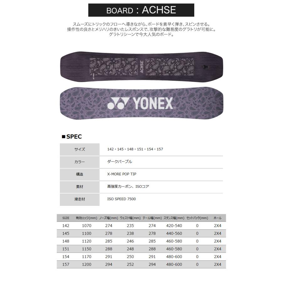 取付無料 YONEX ヨネックス ACHSE アクセ スノーボード ＆ FLUX PR バインディング 2点セット 23-24 2024 メンズ ウーメンズ｜moresnow｜03