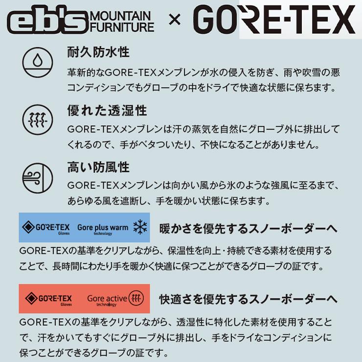 正規品 23-24 eb's エビス GORE-TEX EXCLUSIVE ゴアテックス エクスクル−シブ スノーボード グローブ ミトン スキーグローブ｜moresnow｜07