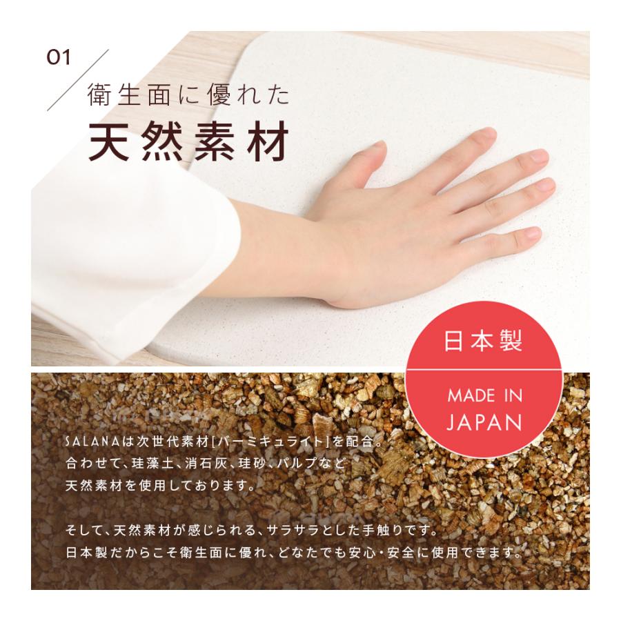 アスベスト検査済 SALANA 珪藻土バスマット 日本製 珪藻土マット ミニサイズ 小 速乾 白 おしゃれ 洗える ノンアスベスト 29cm×44cm |  | 02