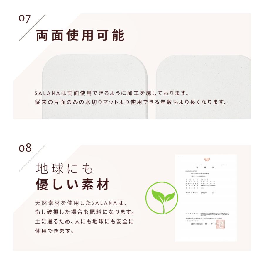＼1/3までクーポンで20％off／SALANA 珪藻土マット キッチン 日本製 速乾 水切りマット 白 洗える ノンアスベスト 台所 グラス 食器置き 水飲み 29cm×44cm |  | 08