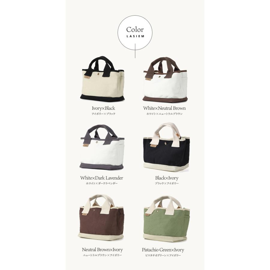 ＼1/3までクーポンで20％off／ミニトートバッグ レディース 小さめ 軽い キャンバス 仕切り ランチバッグ ハンドバッグ サブバッグ おしゃれ ラシエム | LASIEM | 18