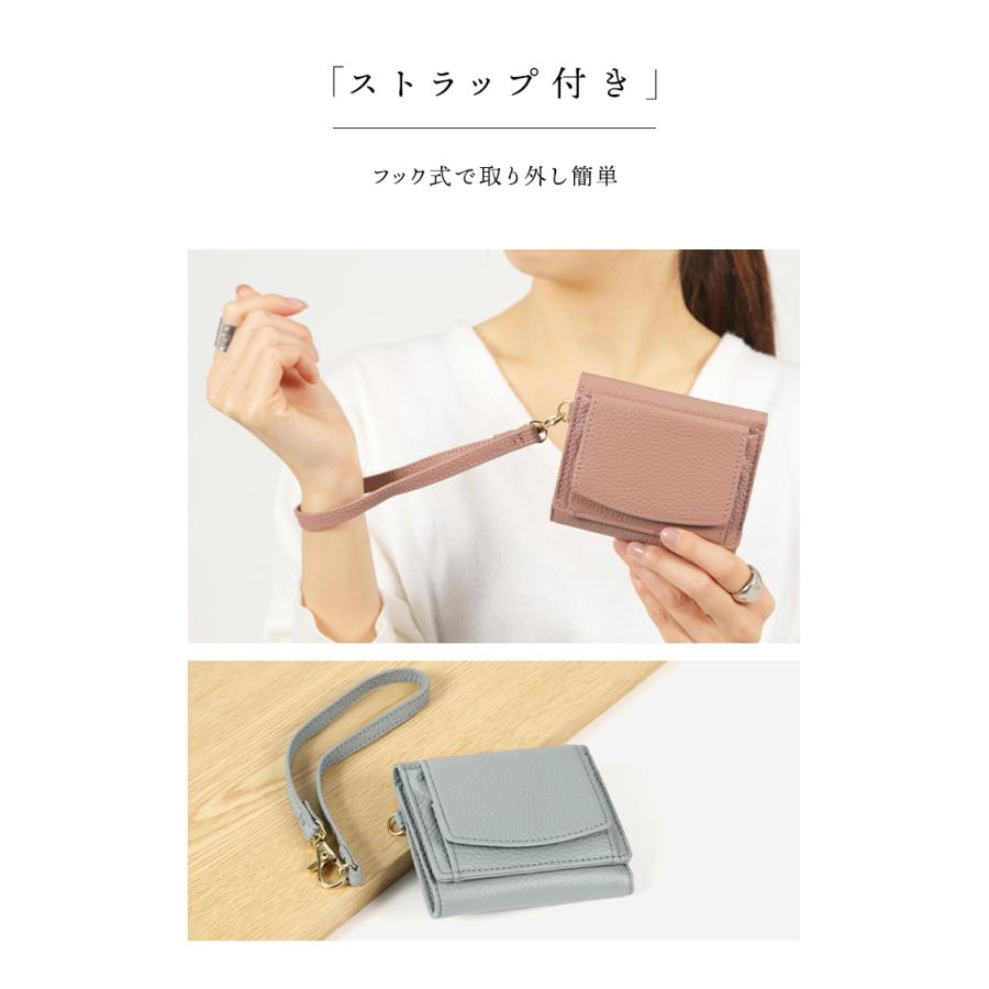 ＼1/3までクーポンで20％off／ミニ財布 レディース 本革 革 ブランド 使いやすい プチプラ ストラップ付き 30代 40代 50代 お札が折れない ラシエム | LASIEM | 13