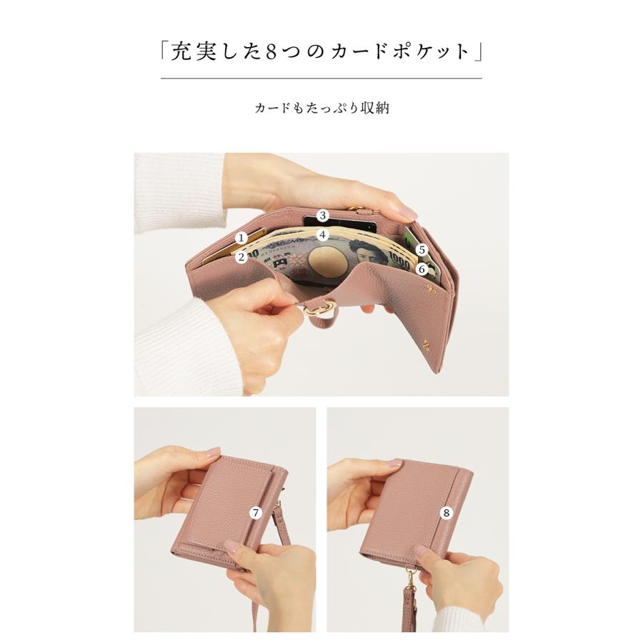 ＼1/3までクーポンで20％off／ミニ財布 レディース 本革 革 ブランド 使いやすい プチプラ ストラップ付き 30代 40代 50代 お札が折れない ラシエム | LASIEM | 15