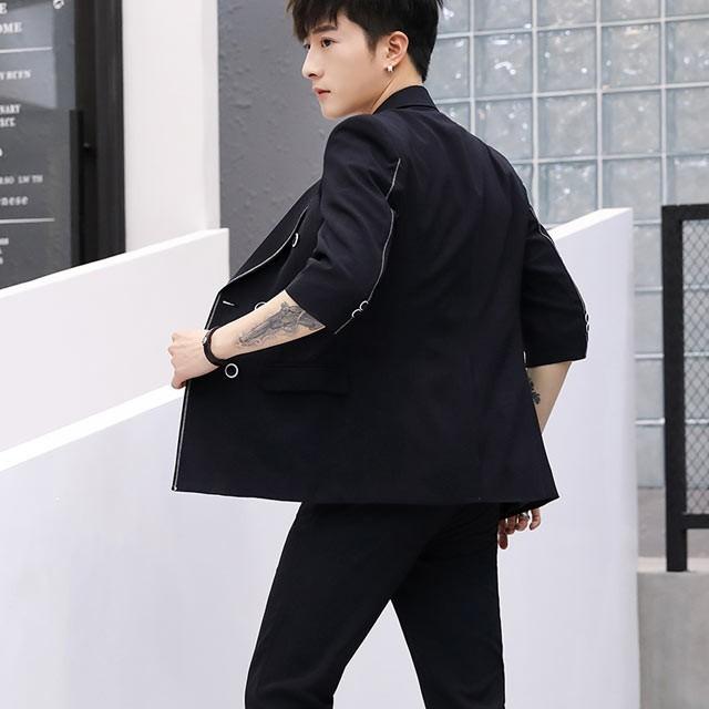 7分袖ジャケット Tシャツ パンツ 3点セット 魅力的な Ol 通勤 メンズファッション 夏メンズ スーツ ストライプ カジュアル 発表会 オシャレ 宴会 40代 代 30代