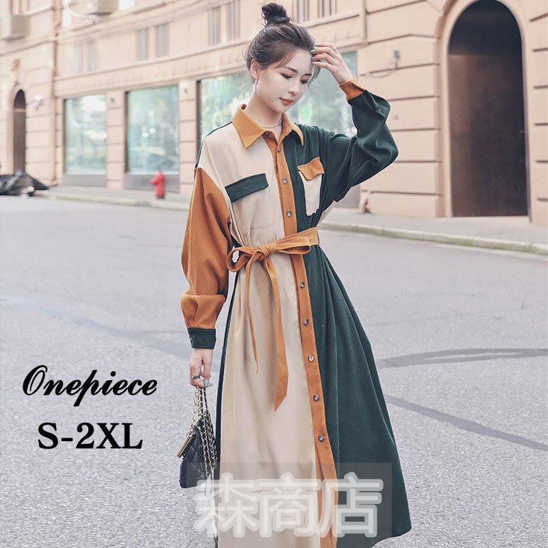 春コーデ ワンピース ロング レディース 秋 ワンピース キレイめ シャツ 長袖 切り替え Aライン 体型カバー 秋 着痩せ 韓国 代30代40代 22新作 Ncx0403 森商店 通販 Yahoo ショッピング