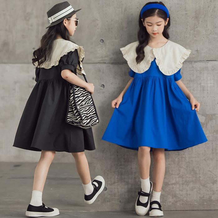 人気ワンピース 子供服 半袖 ドレス キッズ 無地 Aライン 女の子 春 夏  