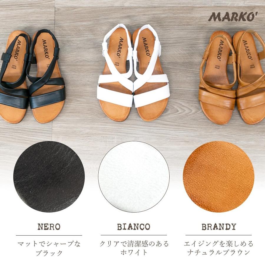 サンダル レディース MARKO マルコ 225080 本革 クロスベルト フラット シンプル ぺたんこ 楽ちん 軽量 履きやすい 母の日｜moriashizakka｜06