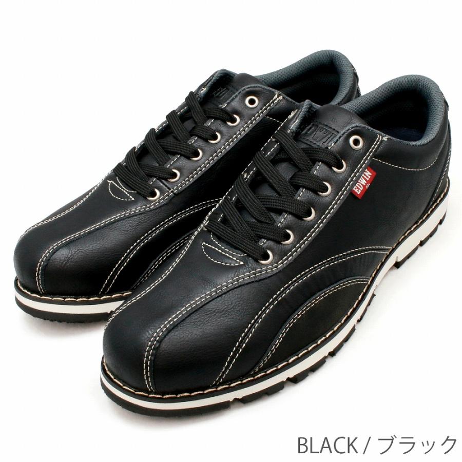 EDWIN カジュアルシューズ 防水 防滑 革靴 ビジネス スニーカー メンズ