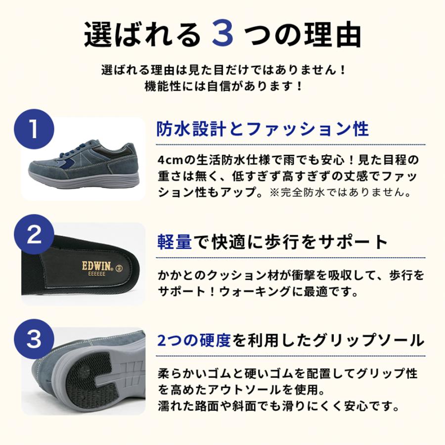 メンズ 靴 スニーカー 6e 幅広 甲高 防水 カジュアルスニーカー ウォーキングシューズ 防滑靴底 防水シューズ 紳士靴 エドウィン Edwin Edm70 Edm70 Moriashizakkaヤフー店 通販 Yahoo ショッピング